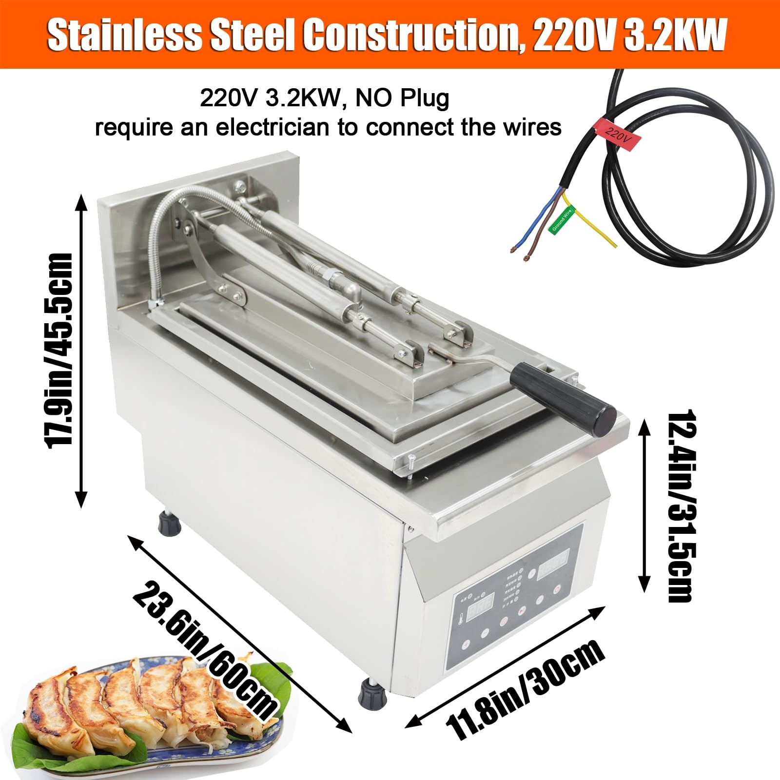 EQCOTWEA 220V Commercial Electric Dumpling Fryer Automatic Fried Dumpling Maker