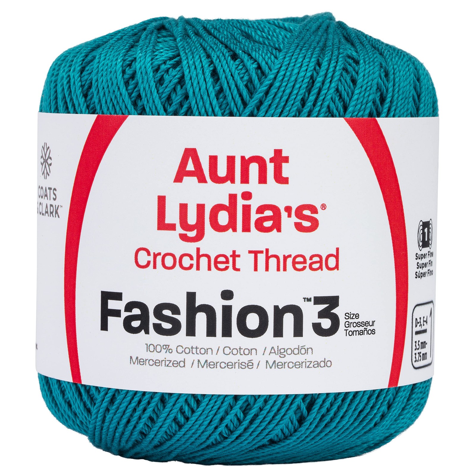 Coats Crochet 182.0065 Aunt Lydia's Fashion Cotton Size 3, Warm Teal