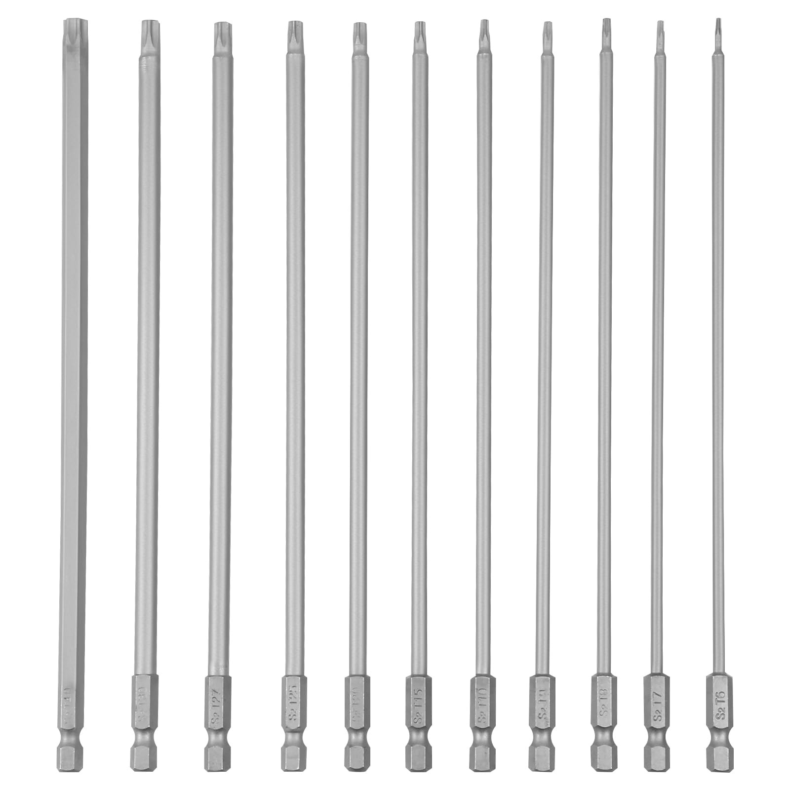 11 Pcs 8 Inches Long Screwdriver Bit Set S2 Alloy Steel Magnetic Drill Bit Set W