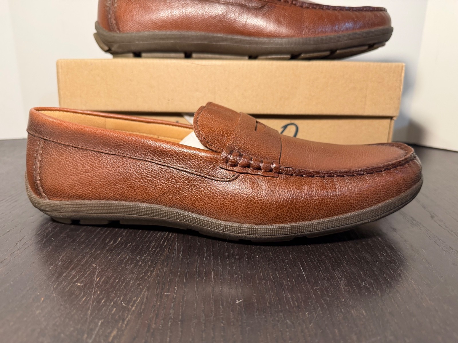 Johnnie-O Moxy Leather Penny Loafers Shoes Bourbon Brown Mens 10M