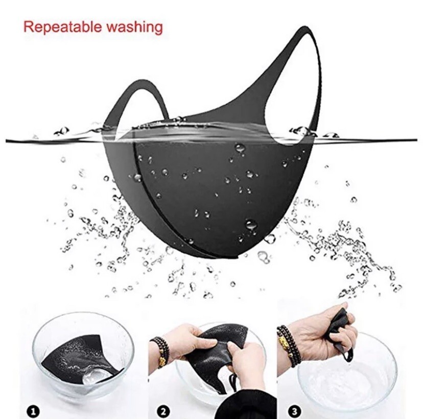 **HOT ITEM 4 Reusable Face Mask Black Fashion Washable Mascaras Adult Resealable