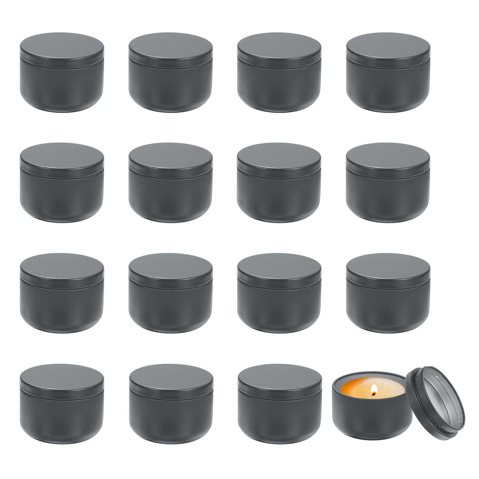 3oz Candle Tins, 16pcs Metal Candle Tins Jars with Lids Empty Tin, Grey