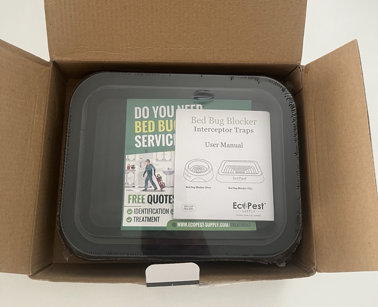 EcoPest Bed Bug Blocker XL  Dual Reservoir Interceptor Traps 4-Pack Black