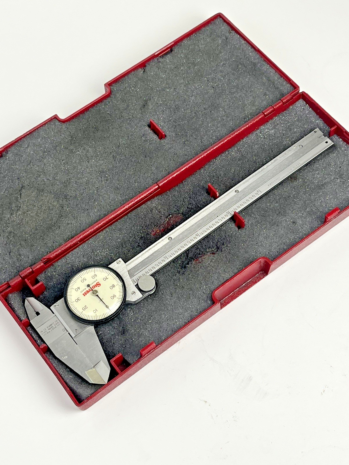 Starrett 6" Dial Calipers No. 120A White Original Case Made in USA Athol, Mass