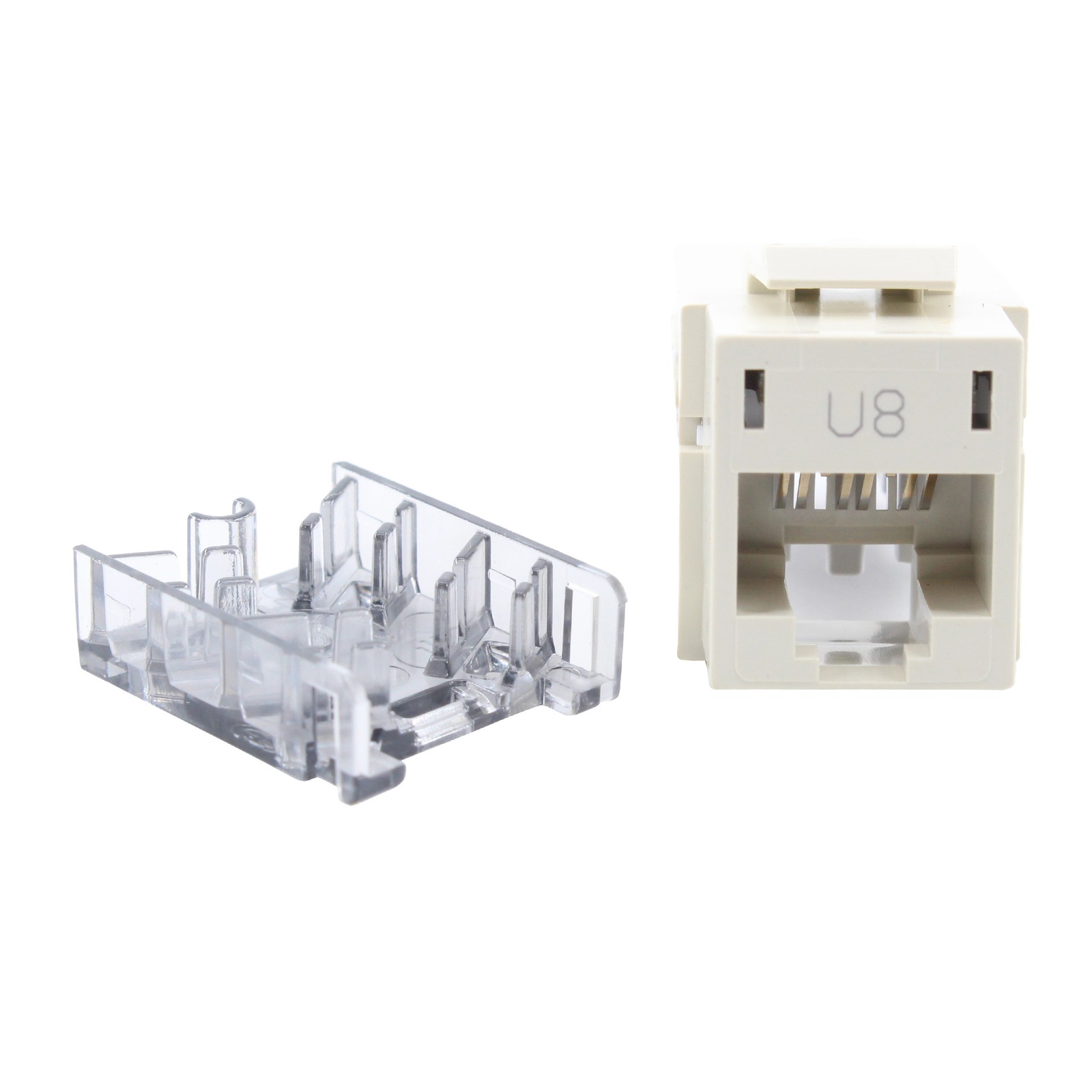HUBBELL HXJU8OW XCELERATOR MODULAR KEYSTONE USOC JACK, 8-POSITION, WHITE