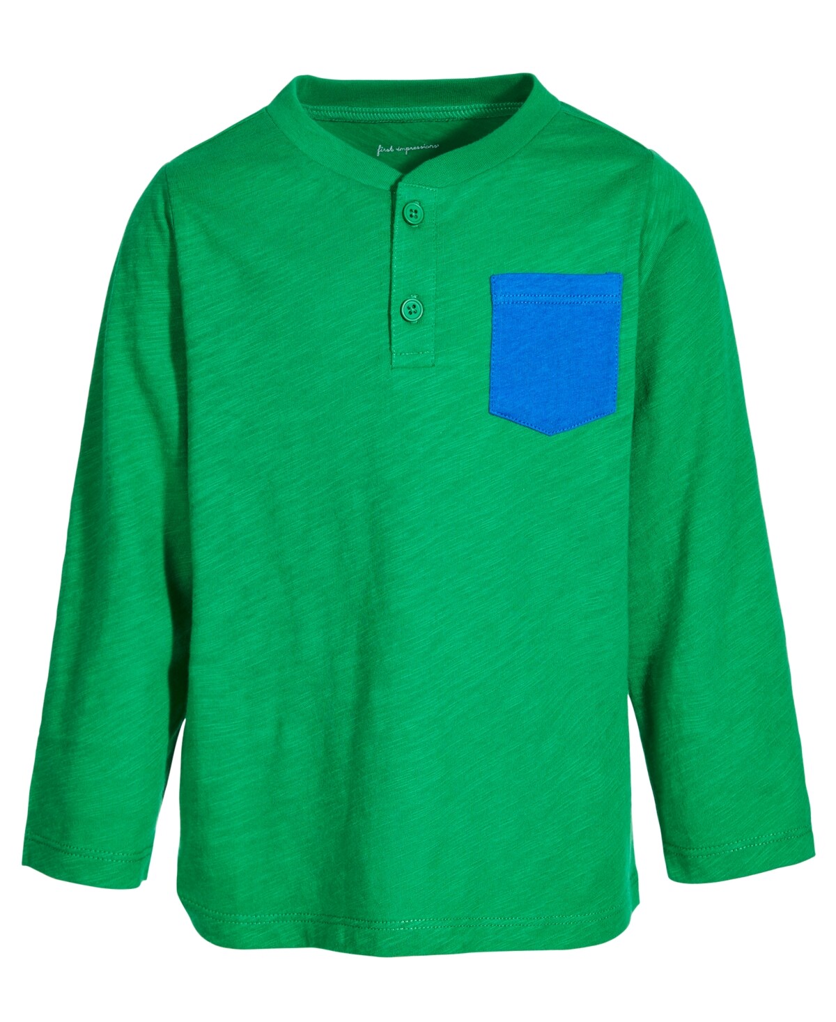 First Impressions Toddler Contrast Pocket Cotton Henley,