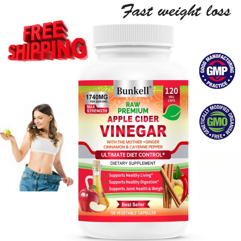 Apple Cider Vinegar Acv 1740mg Pure Weight Loss Fat Burner Diet Caps 120 Caps