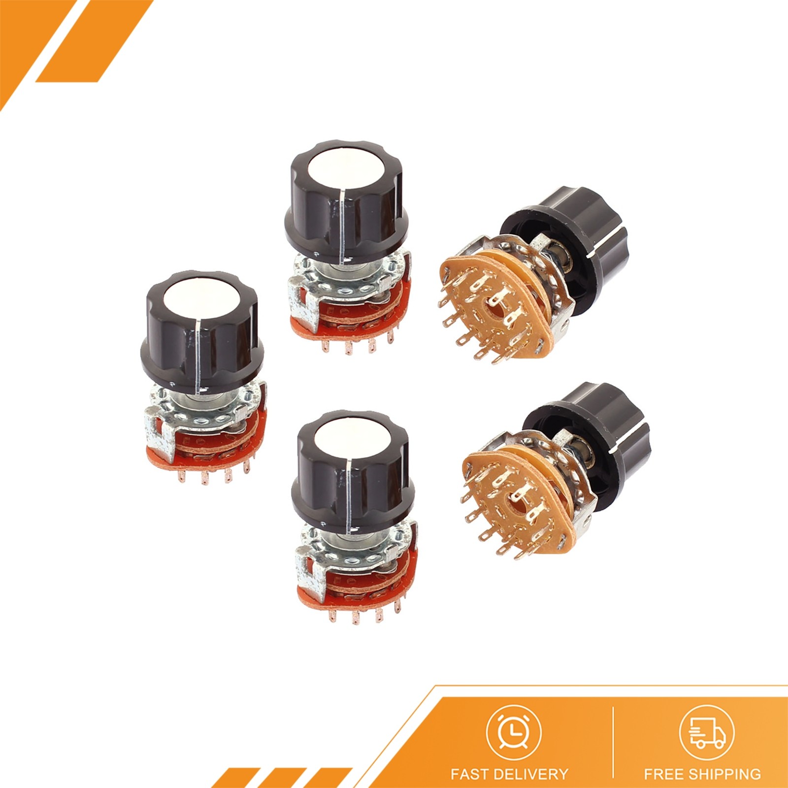 5Pack 2 Pole 6 Position Channel Selector Rotary Switches