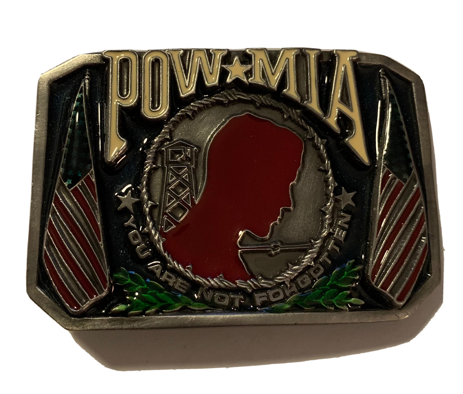Brand New: Vintage POW MIA You Are Not Forgotten Pewter Belt Buckle