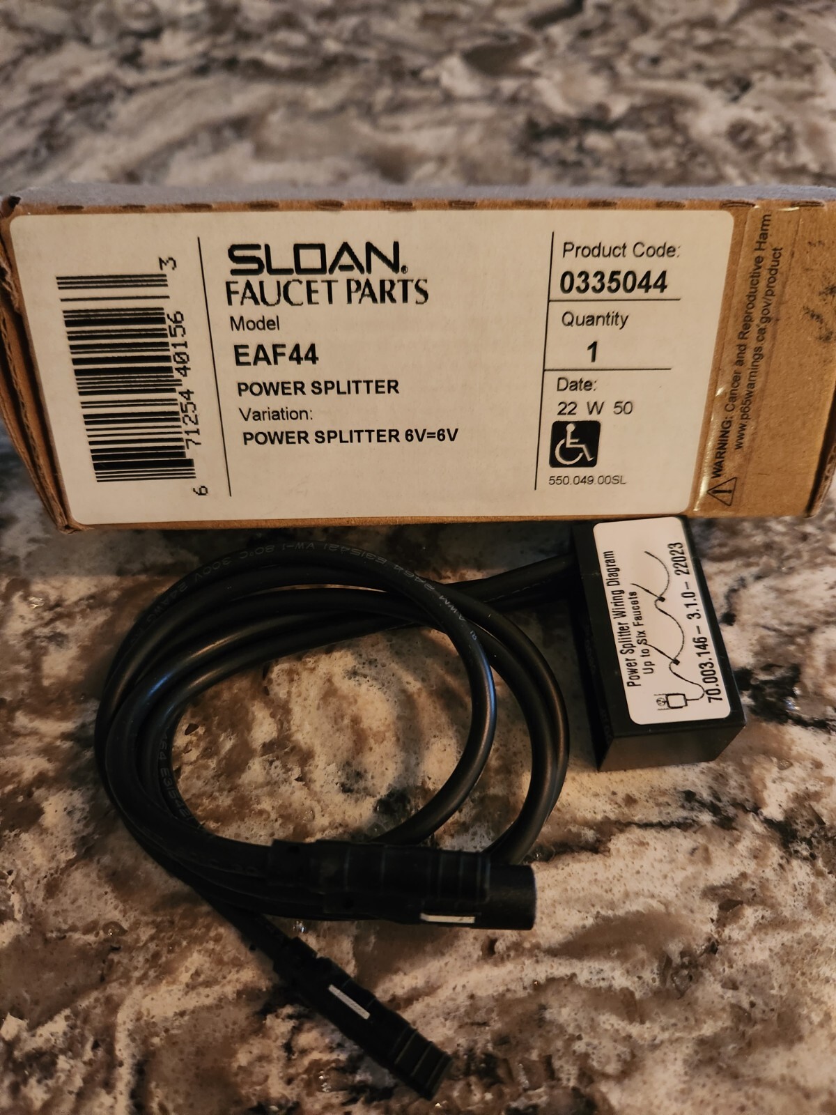 Sloan EAF44 Power Splitter. Code 0335044