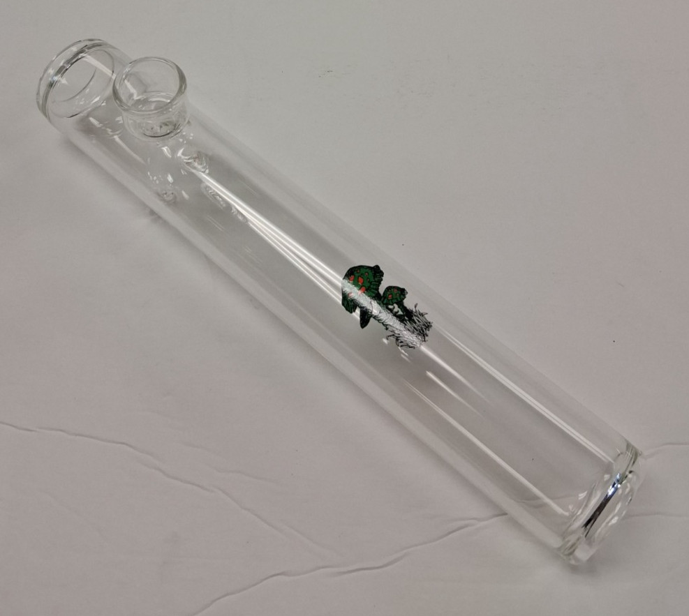9.25" CLEAR GLASS TOBACCO SMOKING HANDPIPE ROUND STEAMROLLER PIPE MUSHROOM1.25"M