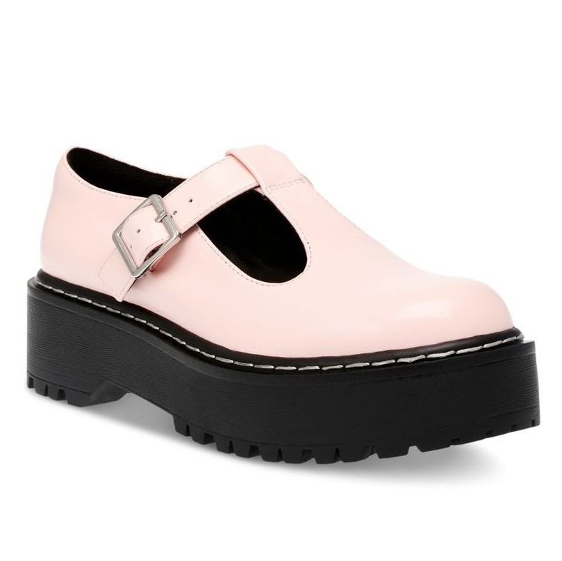 Wild Pair Womens 9.5 M Pink Patent Amalie Mary Jane Buckle Platforms NIB IY0