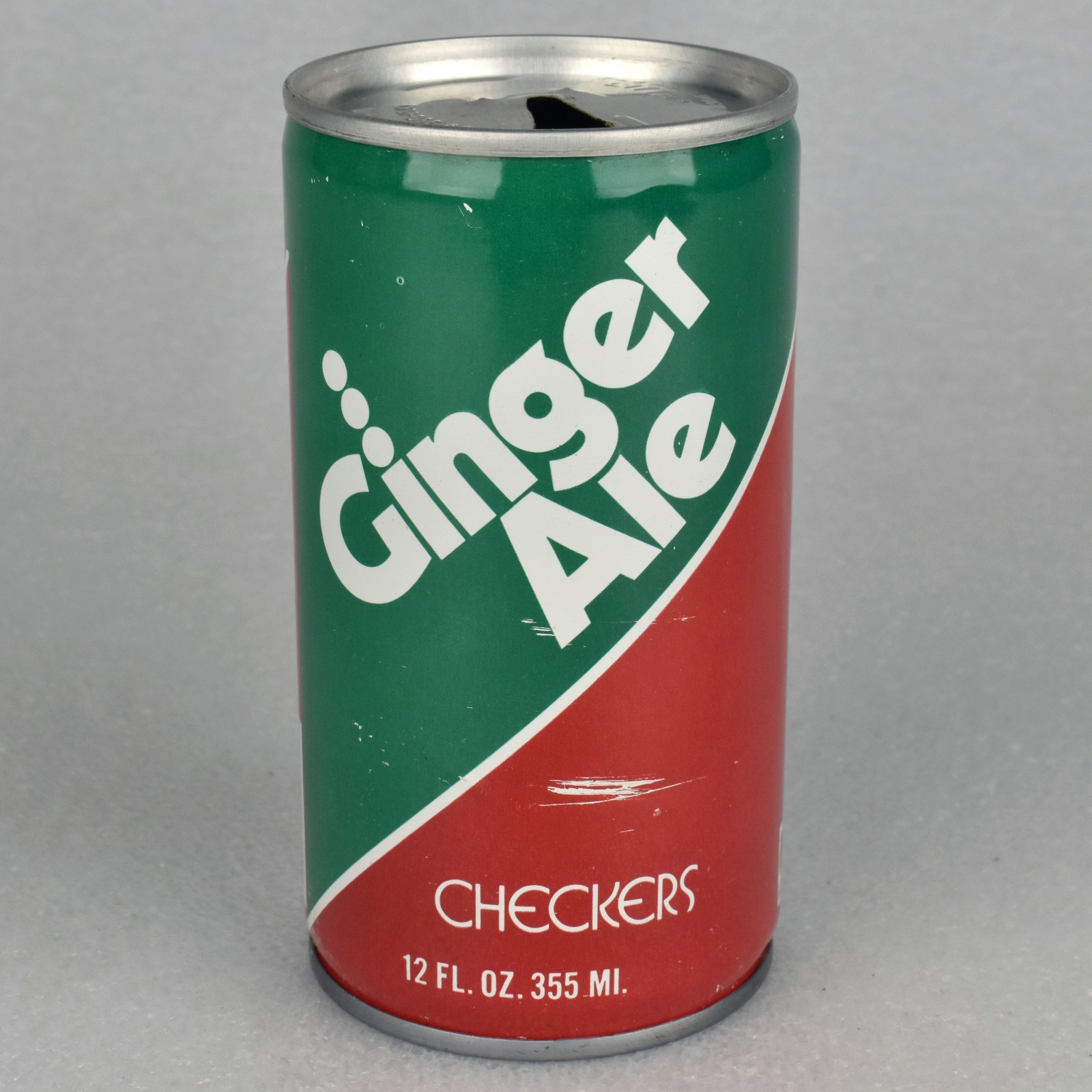 VTG 1970s Checkers Ginger Ale Soda Pop Can 12oz 355ml Steel Louisville Kentucky