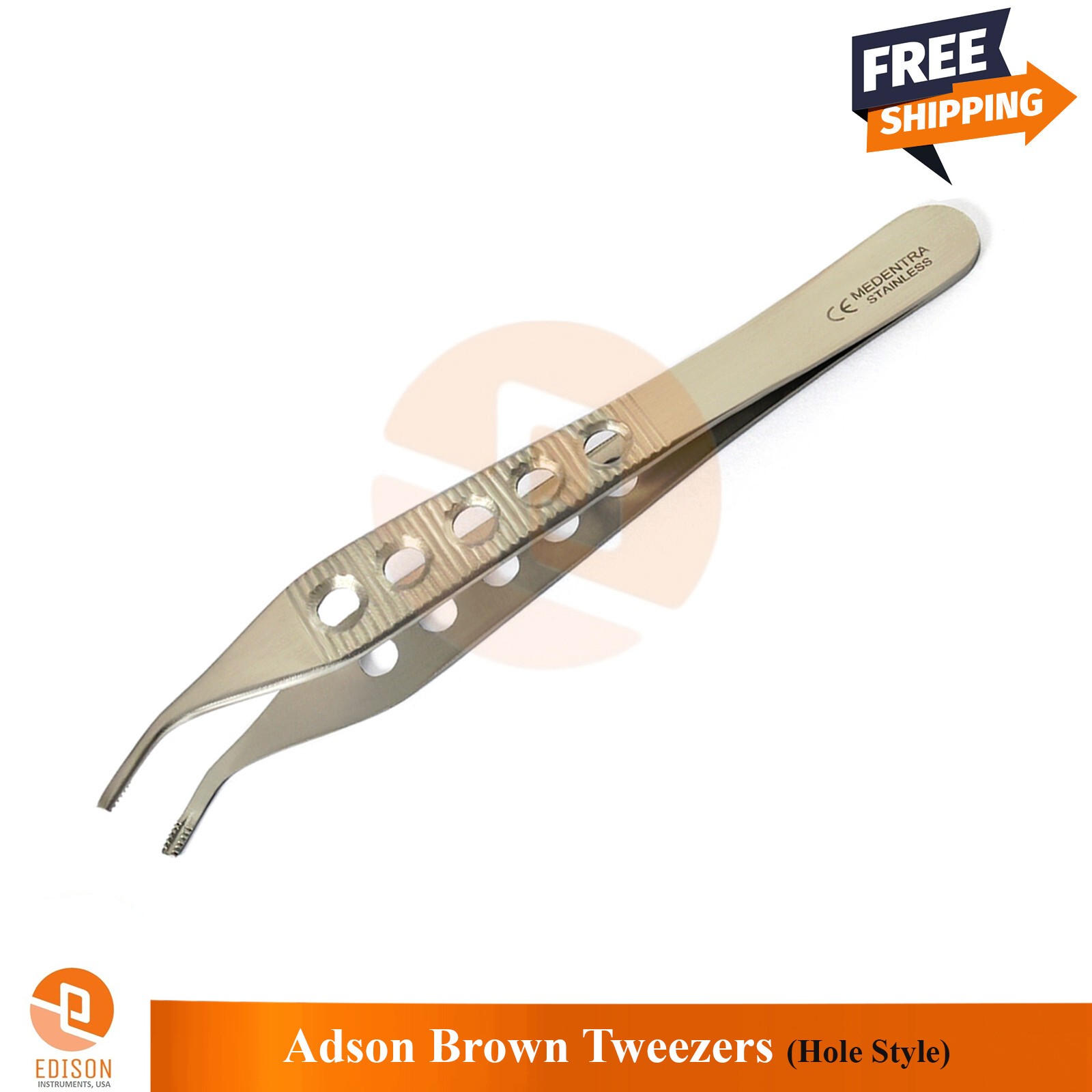 Atraumatic Adson Tissue Forceps Angled Tip Hole Style Handle Surgical Tweezers