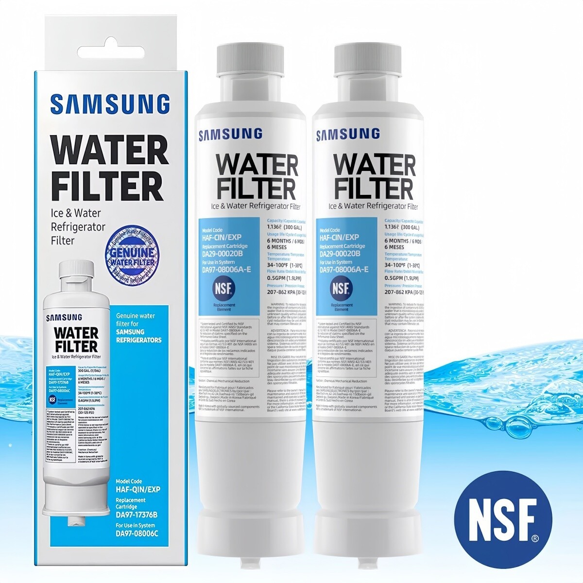 2 PACK Genuine Samsung DA29-00020B HAF-CIN/EXP Refrigerator Water Filter USA