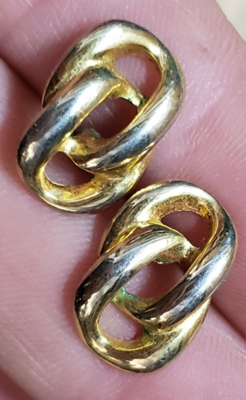 vintage goldtone metal chain linked earrings