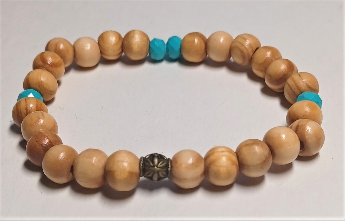 Fashionable Accent Wood Beaded Bracelet-7.5 inch Stretchy