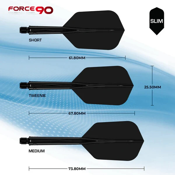 BLACK MEDIUM SLIM MISSION FORCE 90 1 PIECE MOLDED SHAFT & FLIGHT SYSTEM
