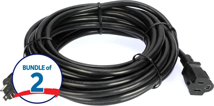 Hosa PWX-425 14-gauge NEMA 5-15P to NEMA 5-15R Power Extension Cord (2 Pack) -