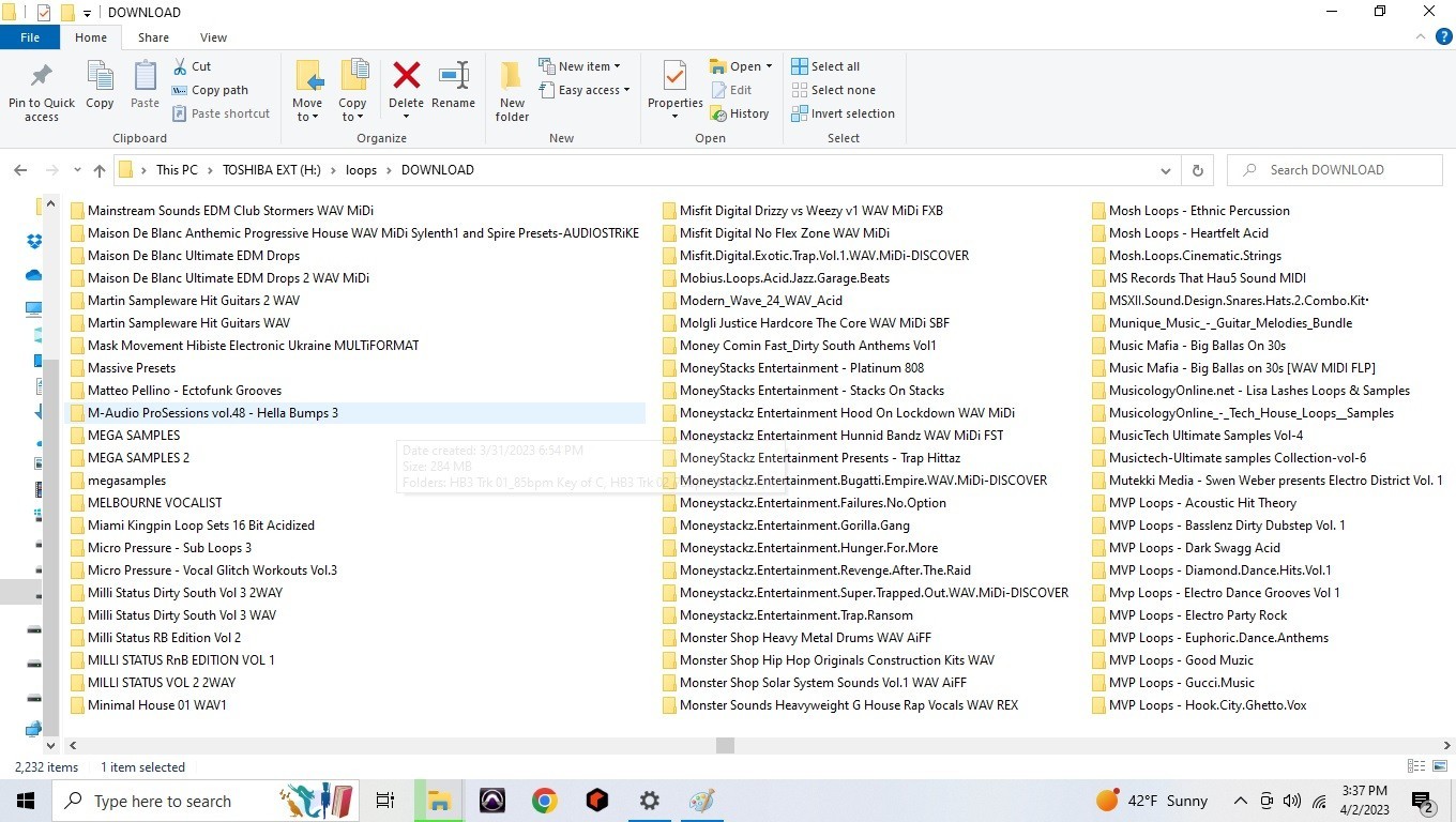 5TB hard drive full of loops, samples, refills, Rex, Native instrument programs
