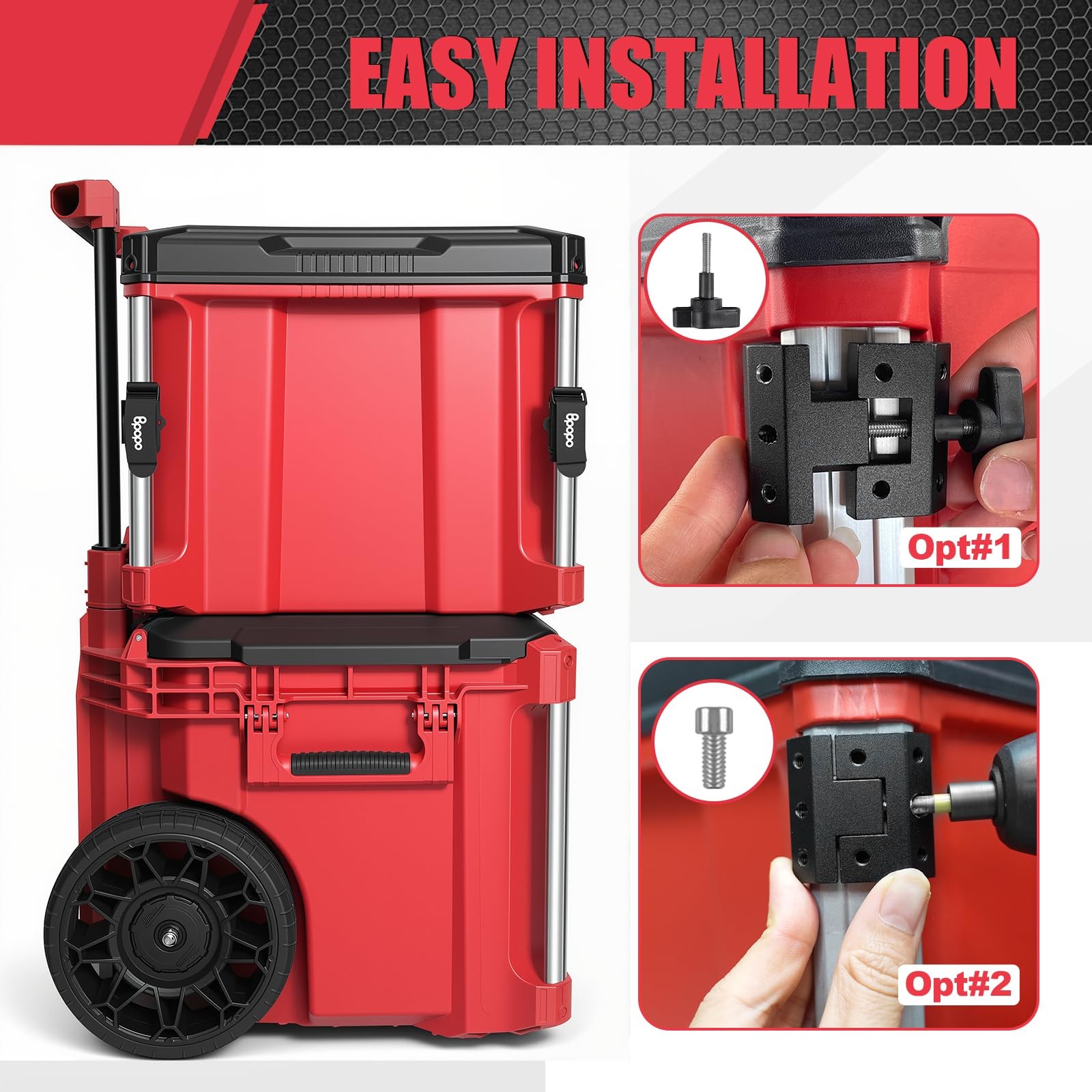 Tool Holder Compatible with Milwaukee Packout Rolling Toolbox, Rail-Mounted A...