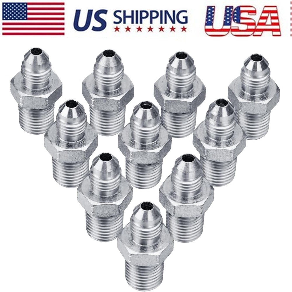 10Pack Hydraulic Hose Adapter Fittings 1/4" JIC 37° Male x 1/4" NPT Male w/Cover