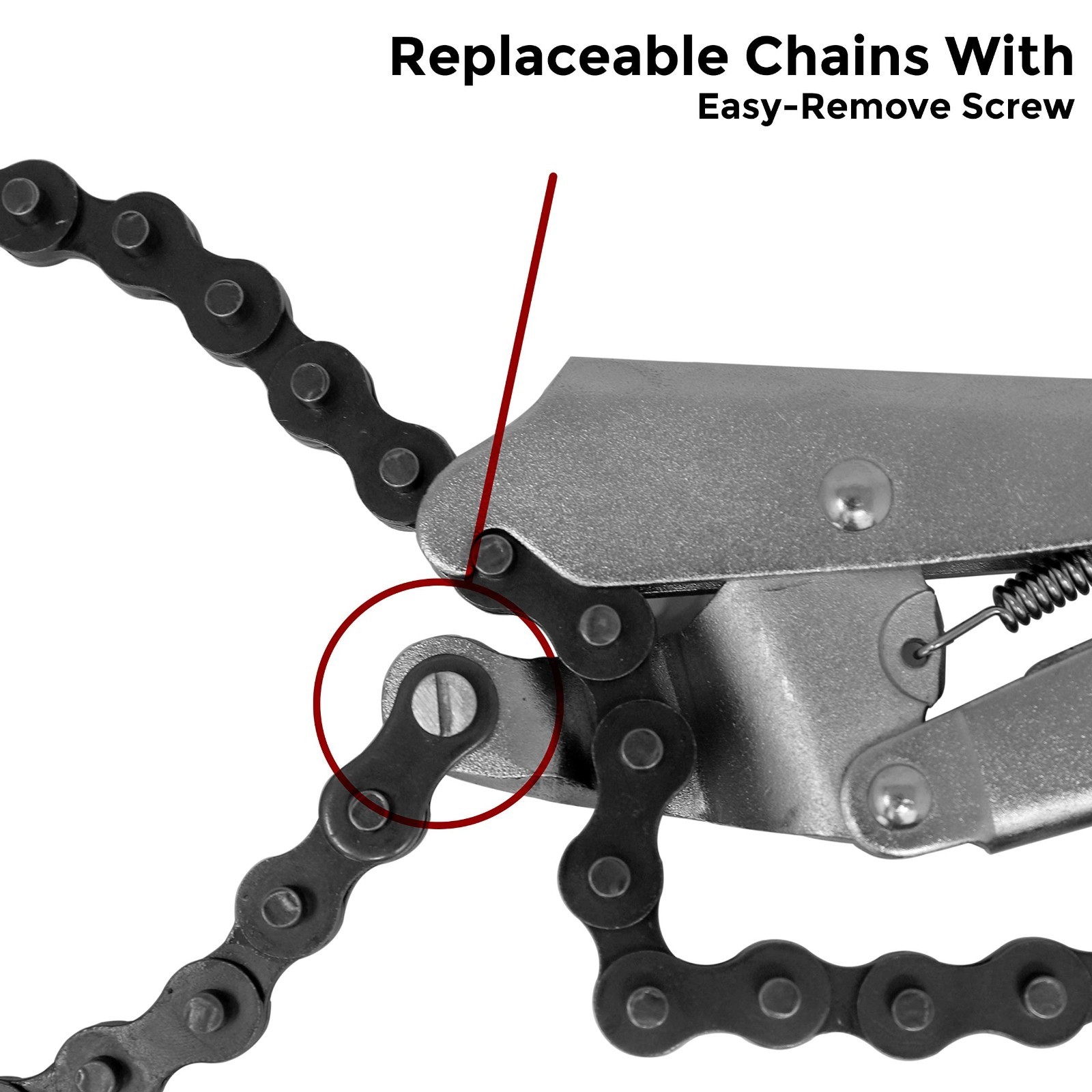 Locking Chain Pliers with 48" Removable Chain, Easy Open Crank Handle, Quick Rel
