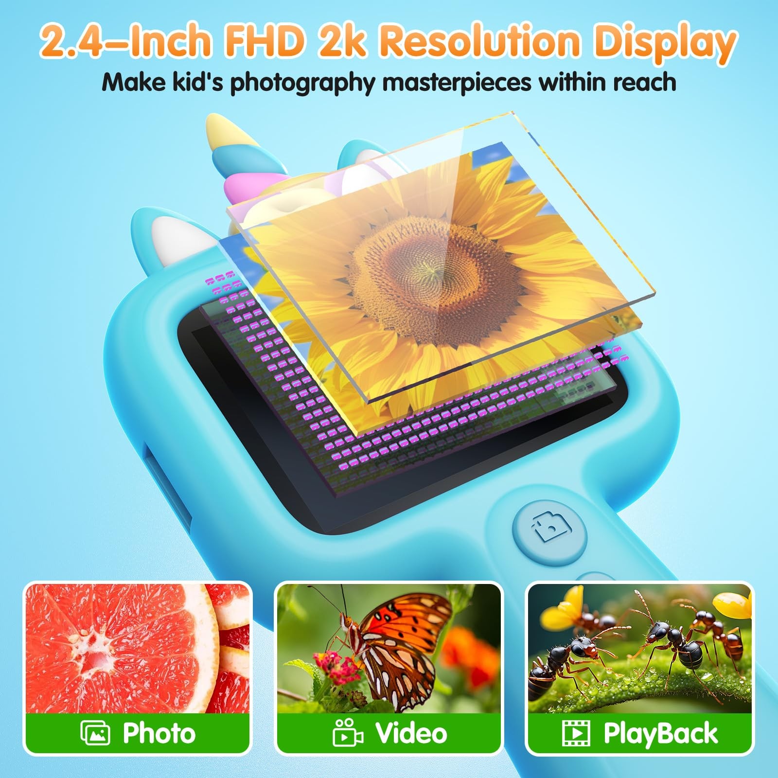 Pocket Microscope for Kids, 2.4" Screen 600X Portable Digital Microscope Hand...