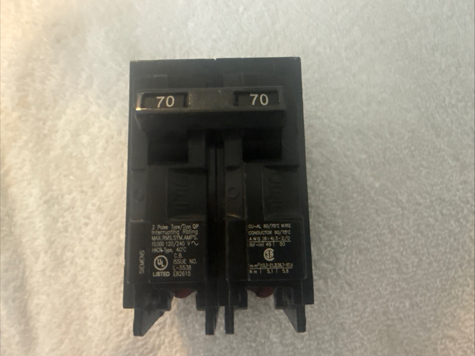 New Siemens Q270 70-Amp Double Pole Type QP Circuit Breaker
