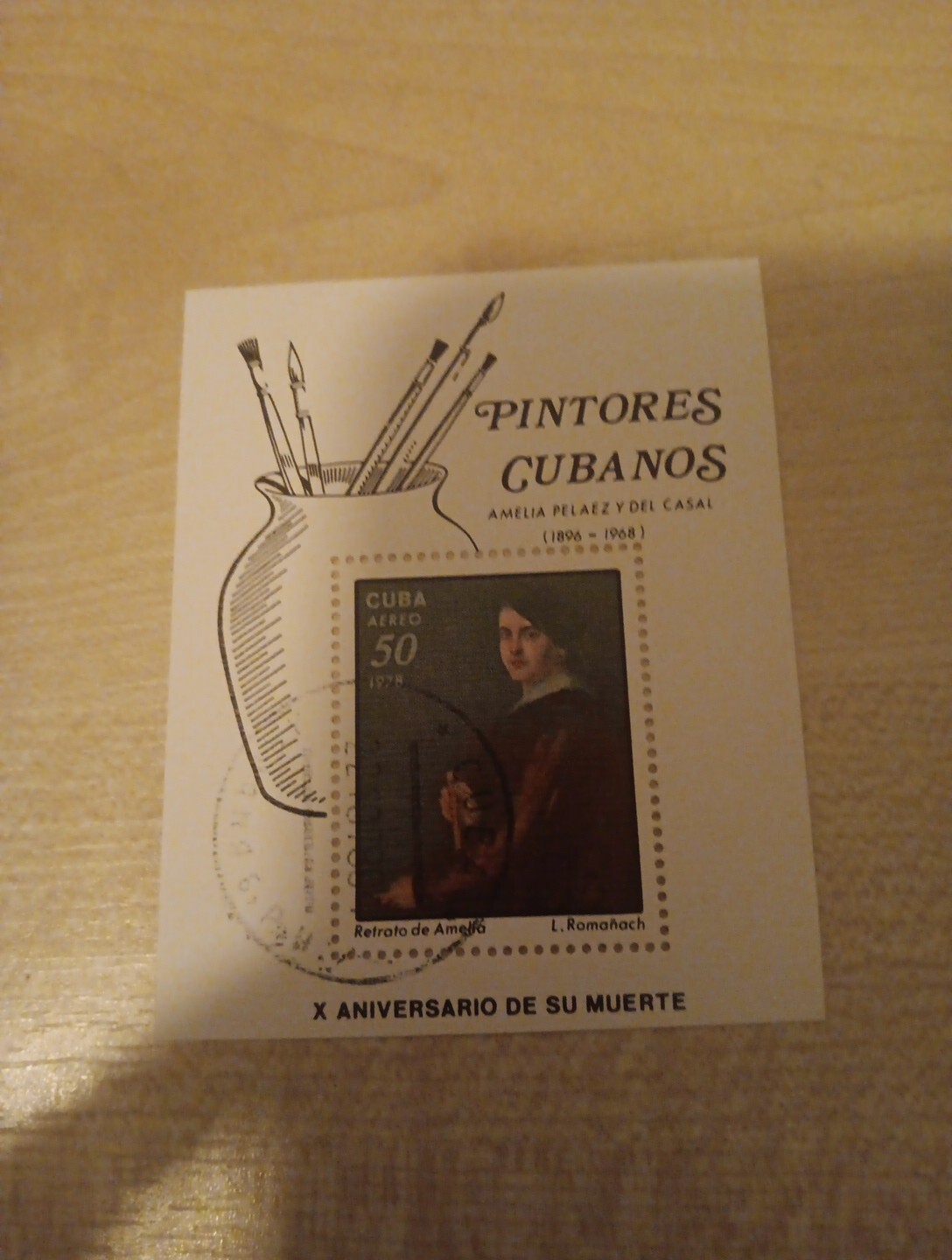 BLOCK POST STAMPS WORLD  USED   (MBJJ6074) PINTORES CUBANOS X ANIV. DE SU MUERTE