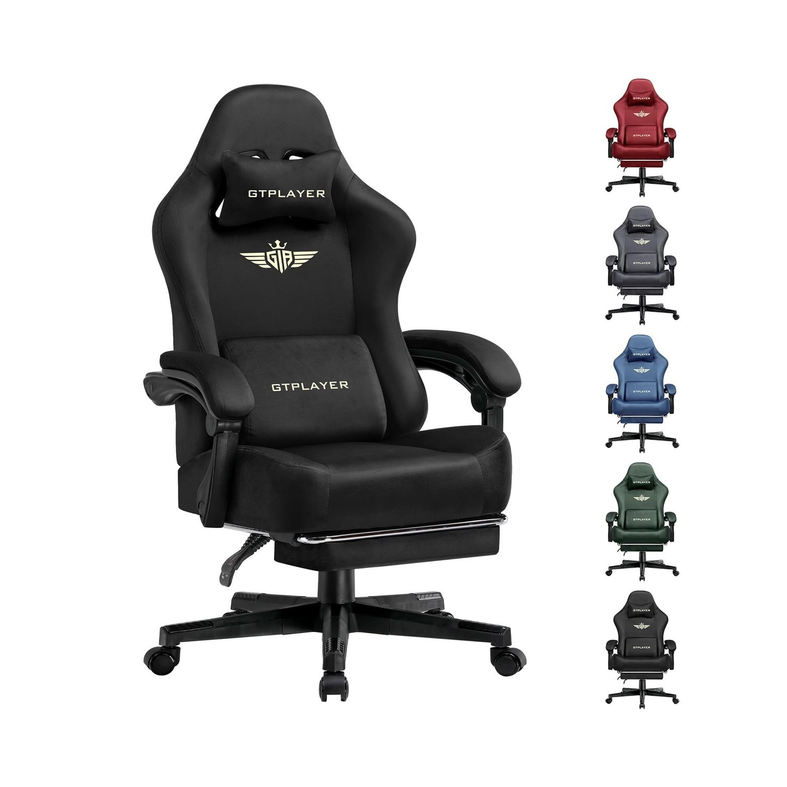 GTPLAYER Gaming Chair Fabric with Pocket Spring Cushion, Big and Tall Gamings...