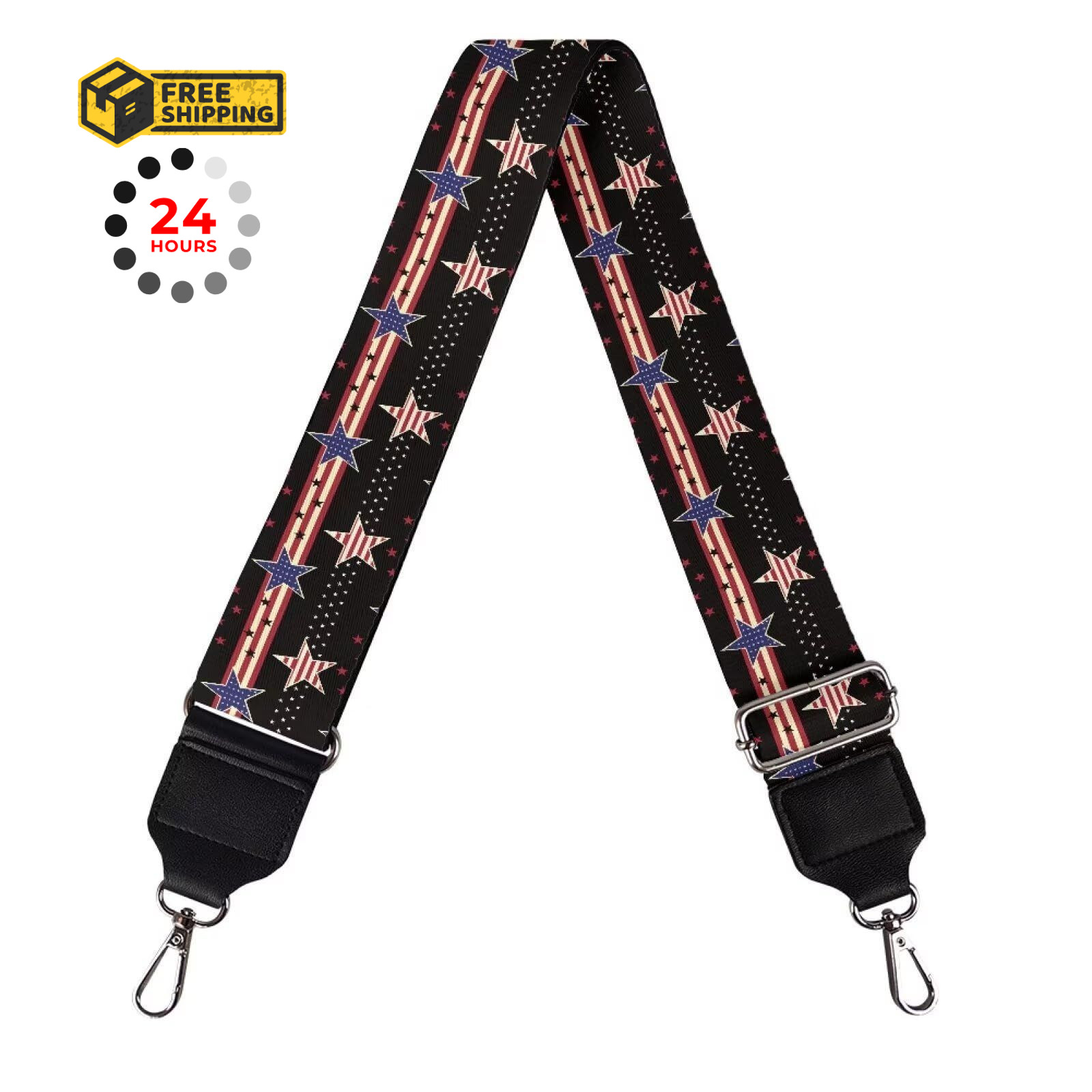 Wideasale American Flag Stars Handbag Purse Strap 29.9-50.3 inches,