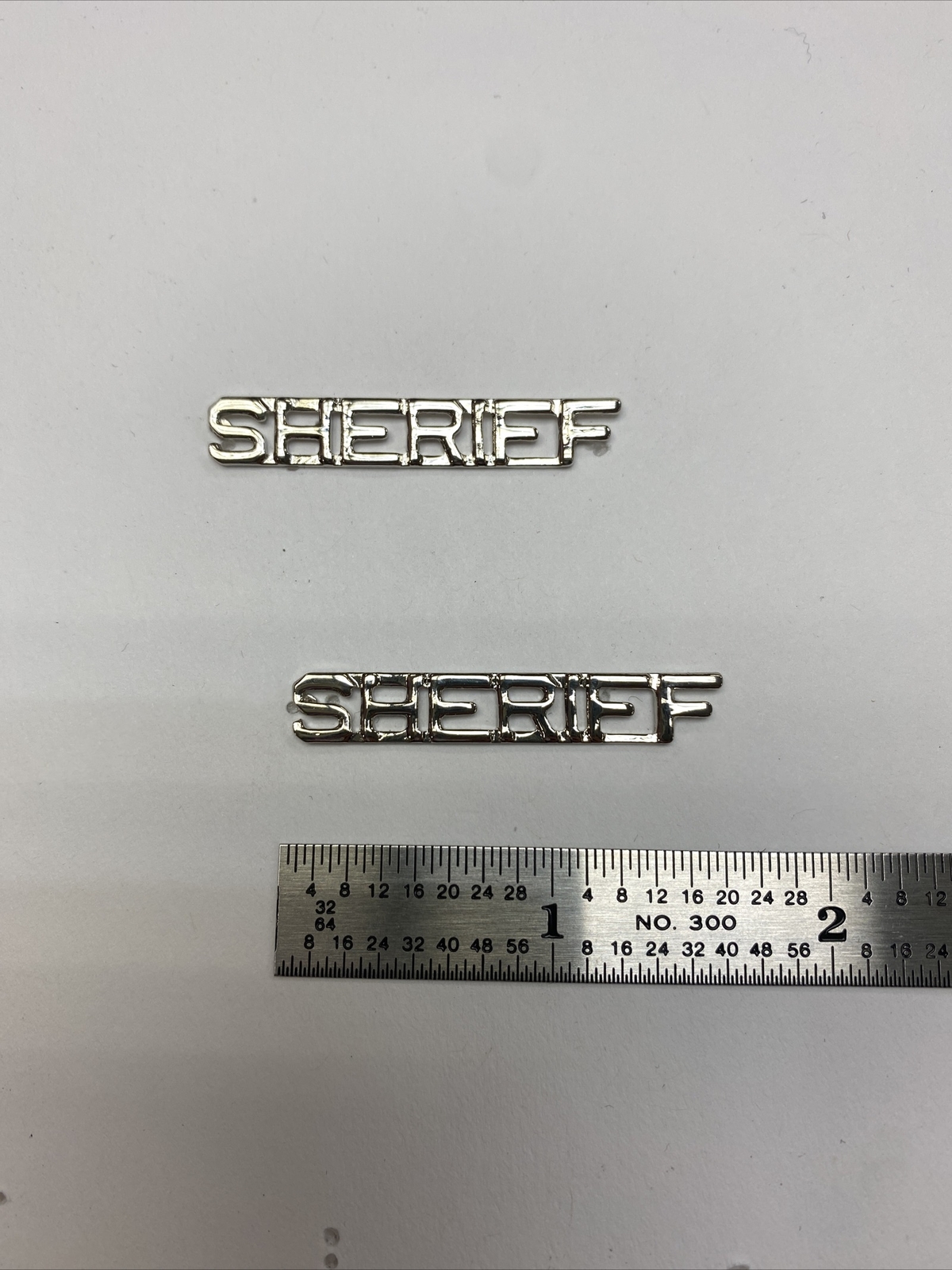 Sheriff - Silver Police/Fire Collar Brass- Pin and Clutch -NEW- Rank Insignia