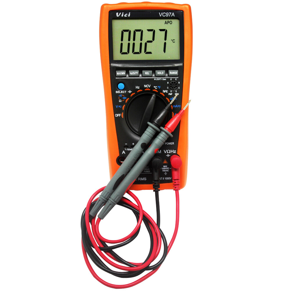 AideTek VC97A Auto range multimeter tester T-RMS back light current buzz hold US