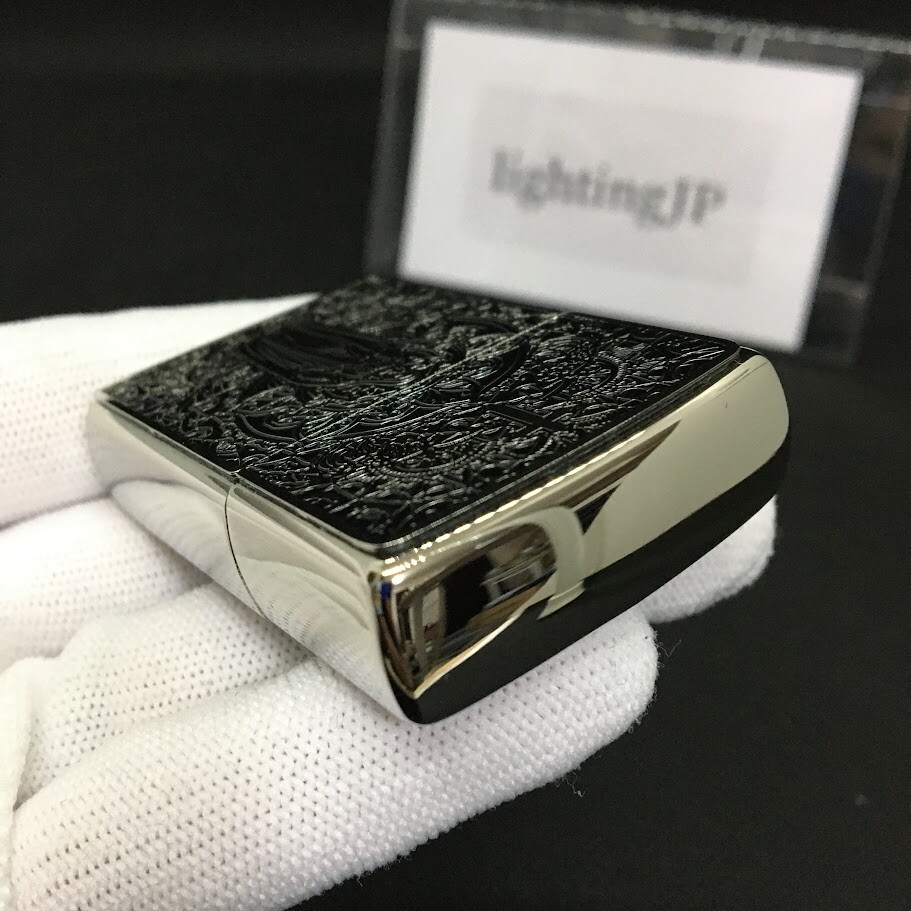 Zippo Oil Lighter Maria Black Silver Metal Paste Regular Case Japan