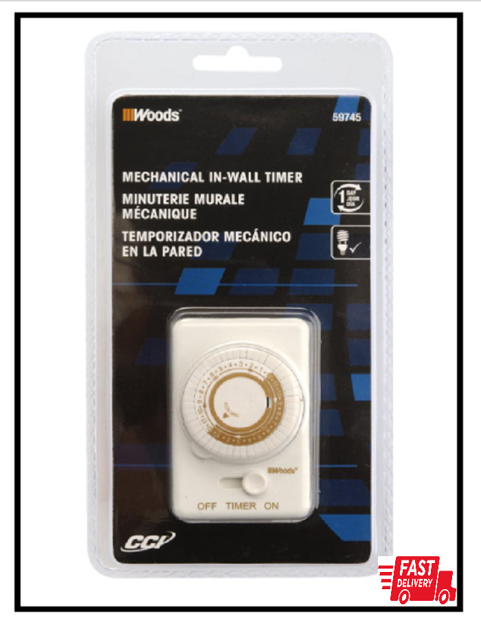 Woods 59745Wd In-Wall 24-Hour Mechanical Timer Wall Light Switch Converter