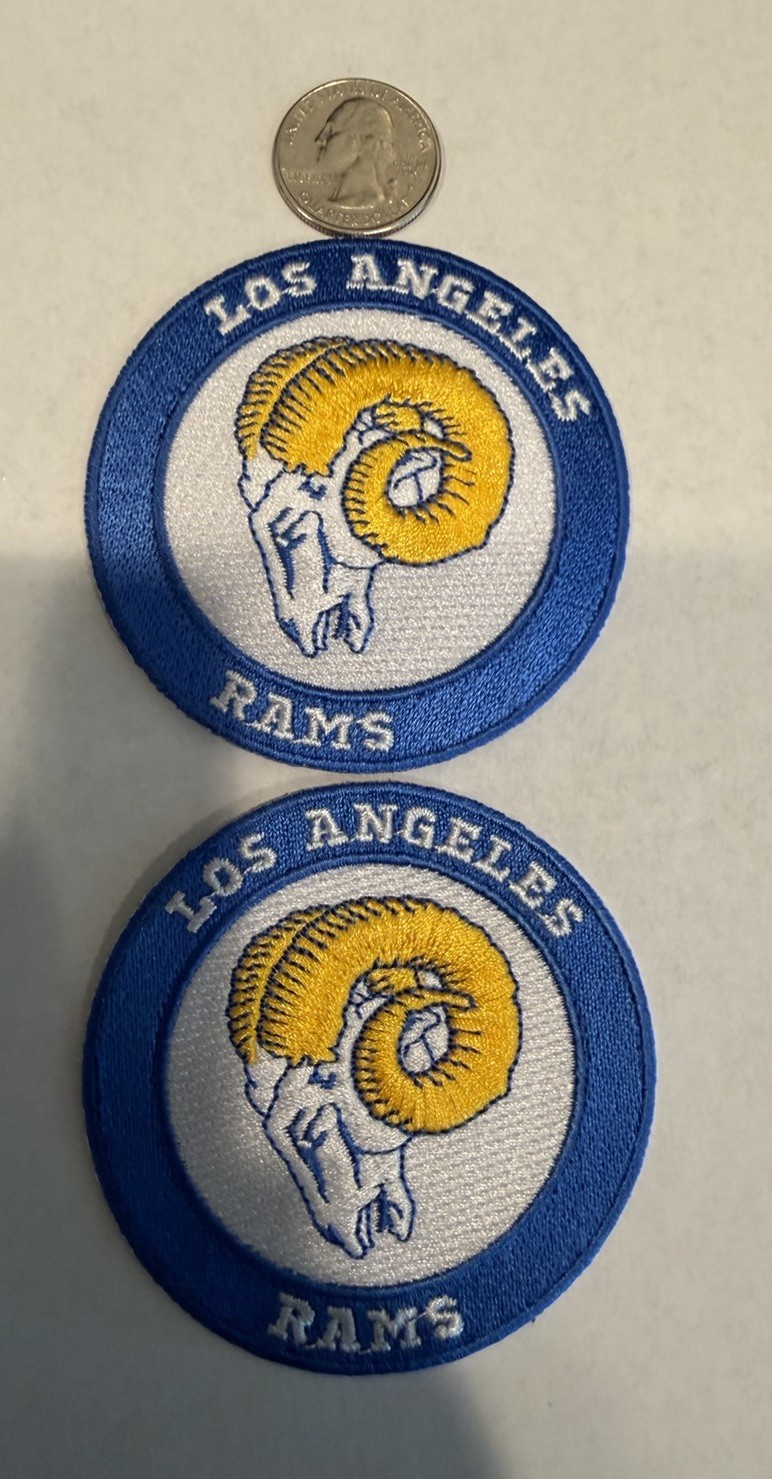 (2)-Los Angeles Rams Vintage Style EMBROIDERED IRON ON PATCHES  3”x  3" Awesome!