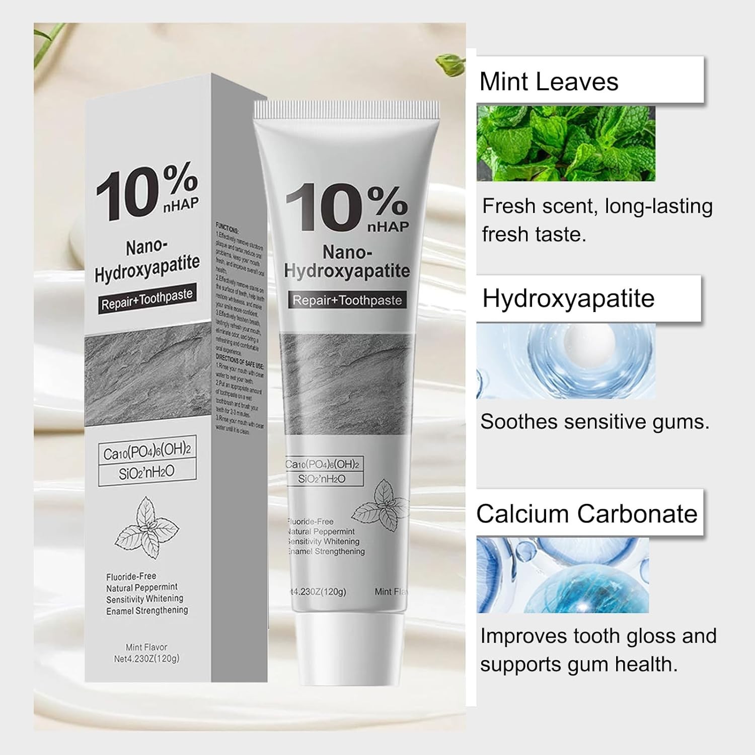 Gentle Mint Hydroxyapatite Toothpaste for Sensitive Teeth - 10% Formula, 8.46oz