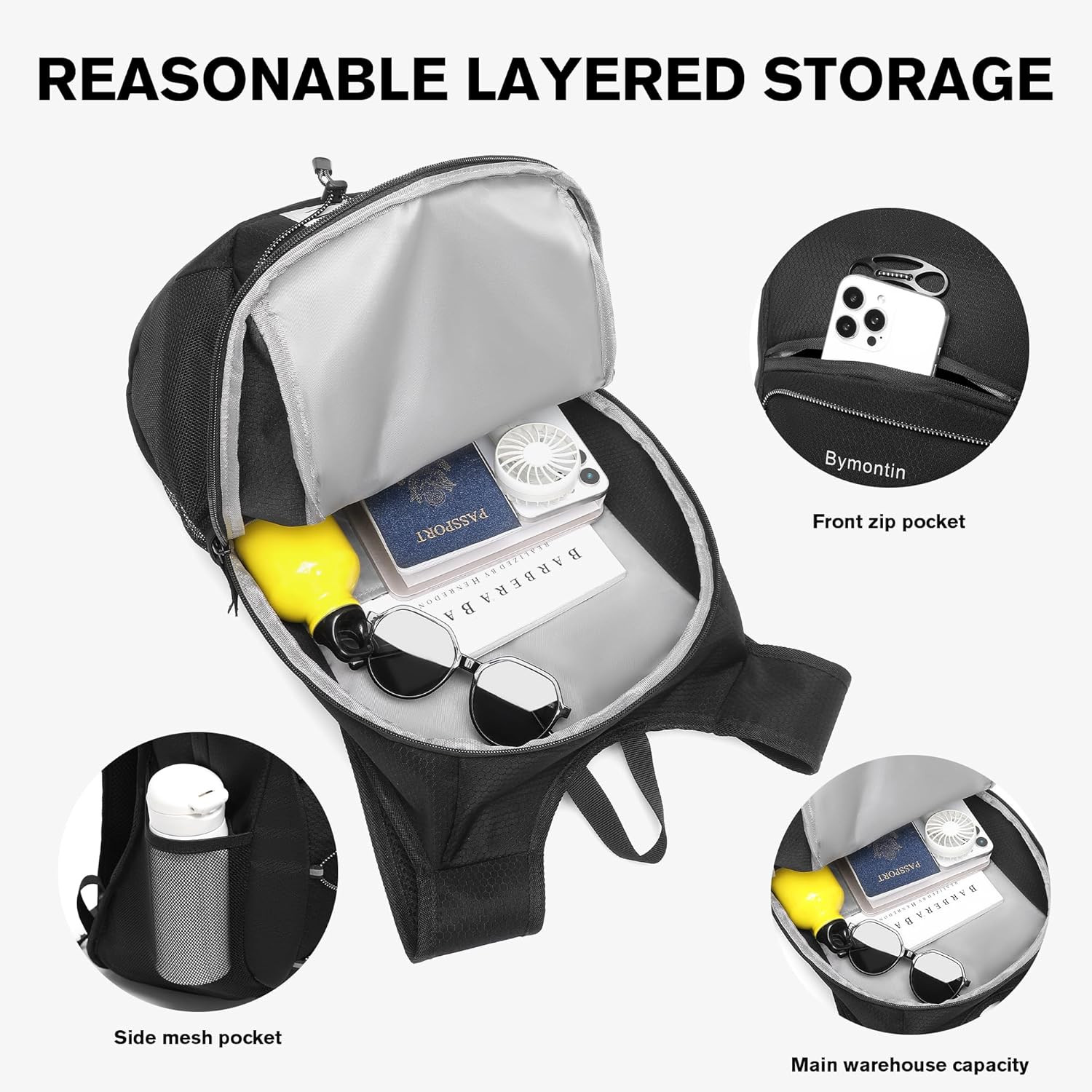 Ultra-Light Soft Daypack 15L/20L, Cushioned Breathable Back Panel Backpack, Ligh