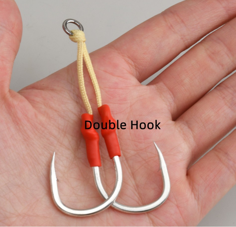 10PCS Stainless Steel Assist Hooks Jigging Fishing Hook with PE Line 2/0-11/0