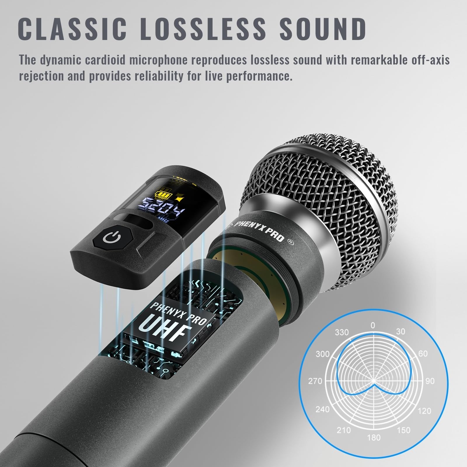 Phenyx Pro Dual UHF Wireless Microphone System PTU-52-2H - 200 ft Range