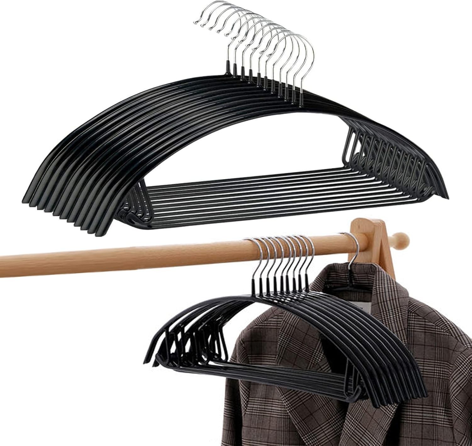 Contour Metal No Bumps Hanger - Suit, Coat & Sweater Hanger (Pack of 30, Black)