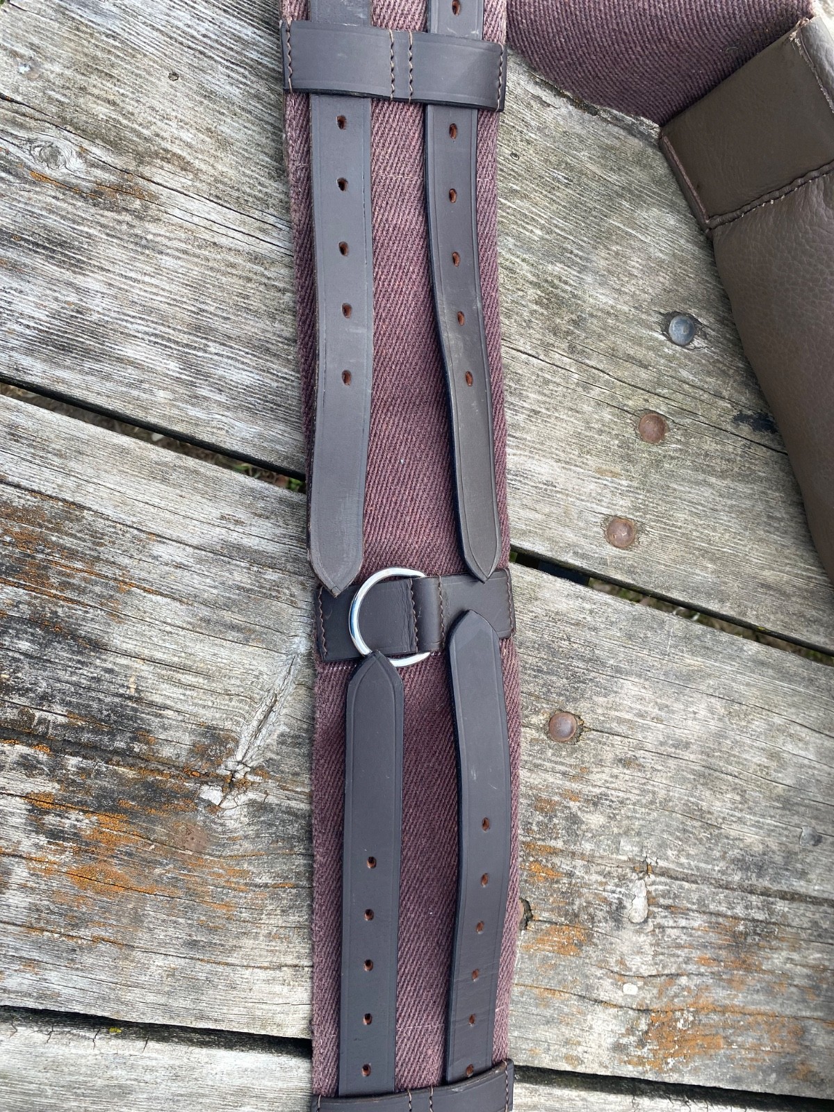 Draft horse size lunging/training surcingle cotton web w/leather