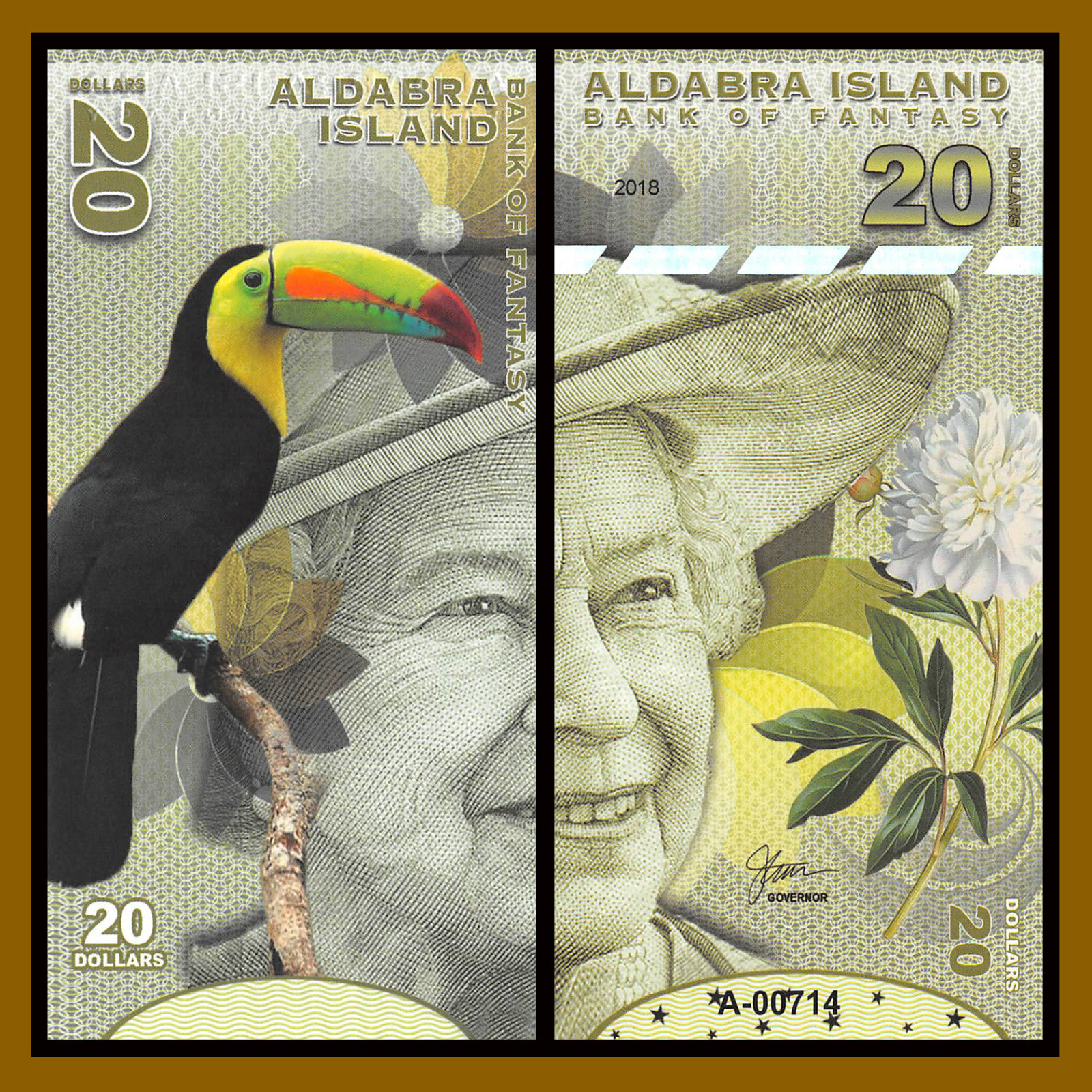 Aldabra Islands 5 10 20 50 100 500 Dollars (6 Pcs Full Set), 2018 QEII Fantasy
