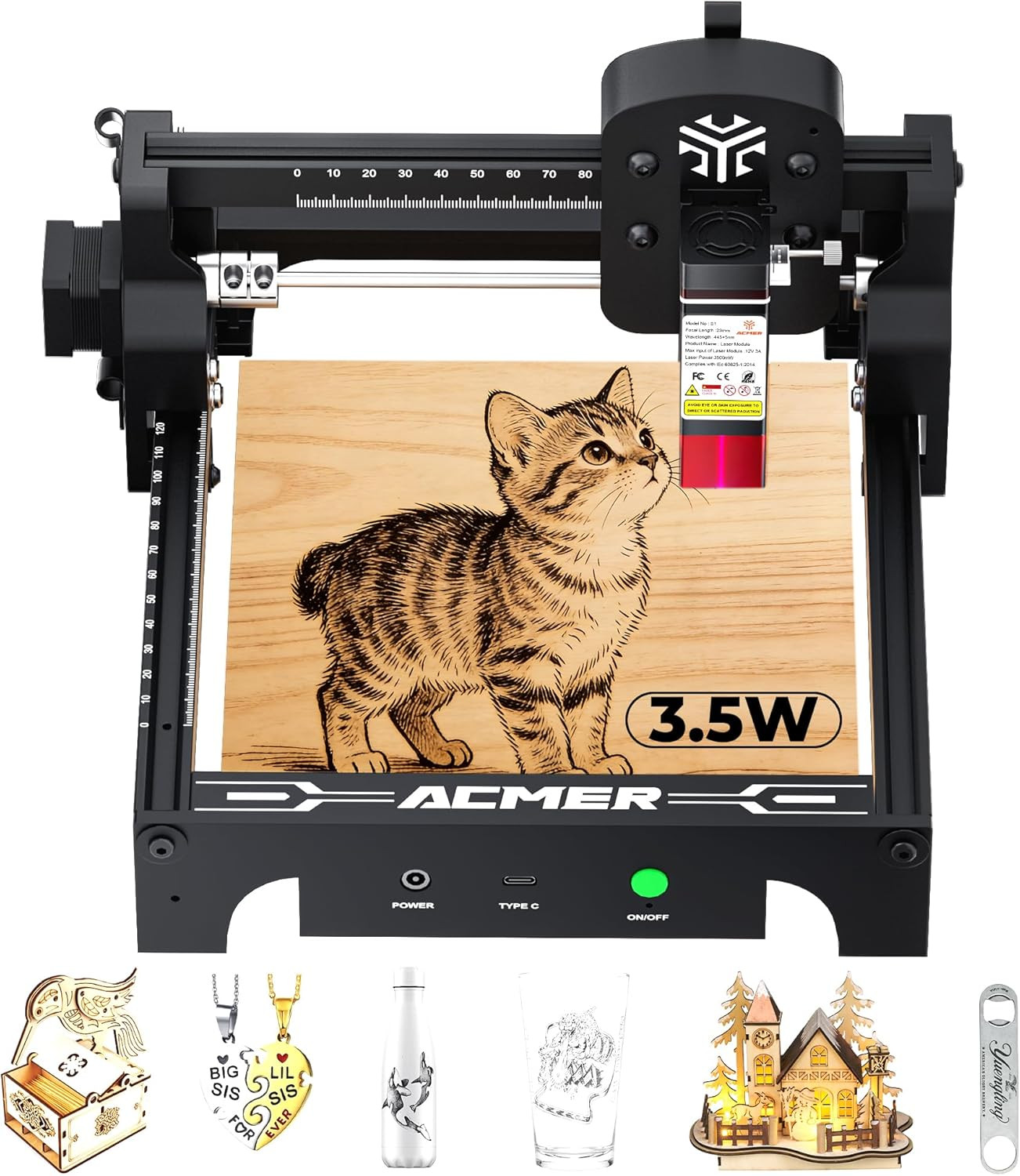 S1 Laser Engraver 3500Mw, Compact Desktop Engraving & Cutting Machine for DIY Cr