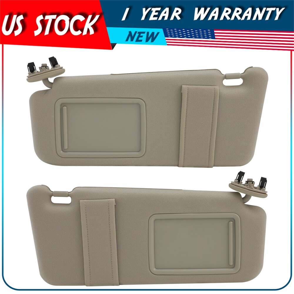 TAN Beige Sun Visor Left＆Right fit for 2007-2011 Toyota Camry W/O vanity light