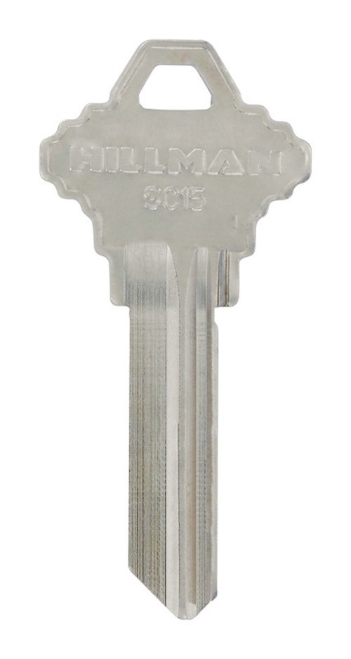 Hillman SC-15 Universal Single Sided Blank Key Brass Nickel 10 Pack