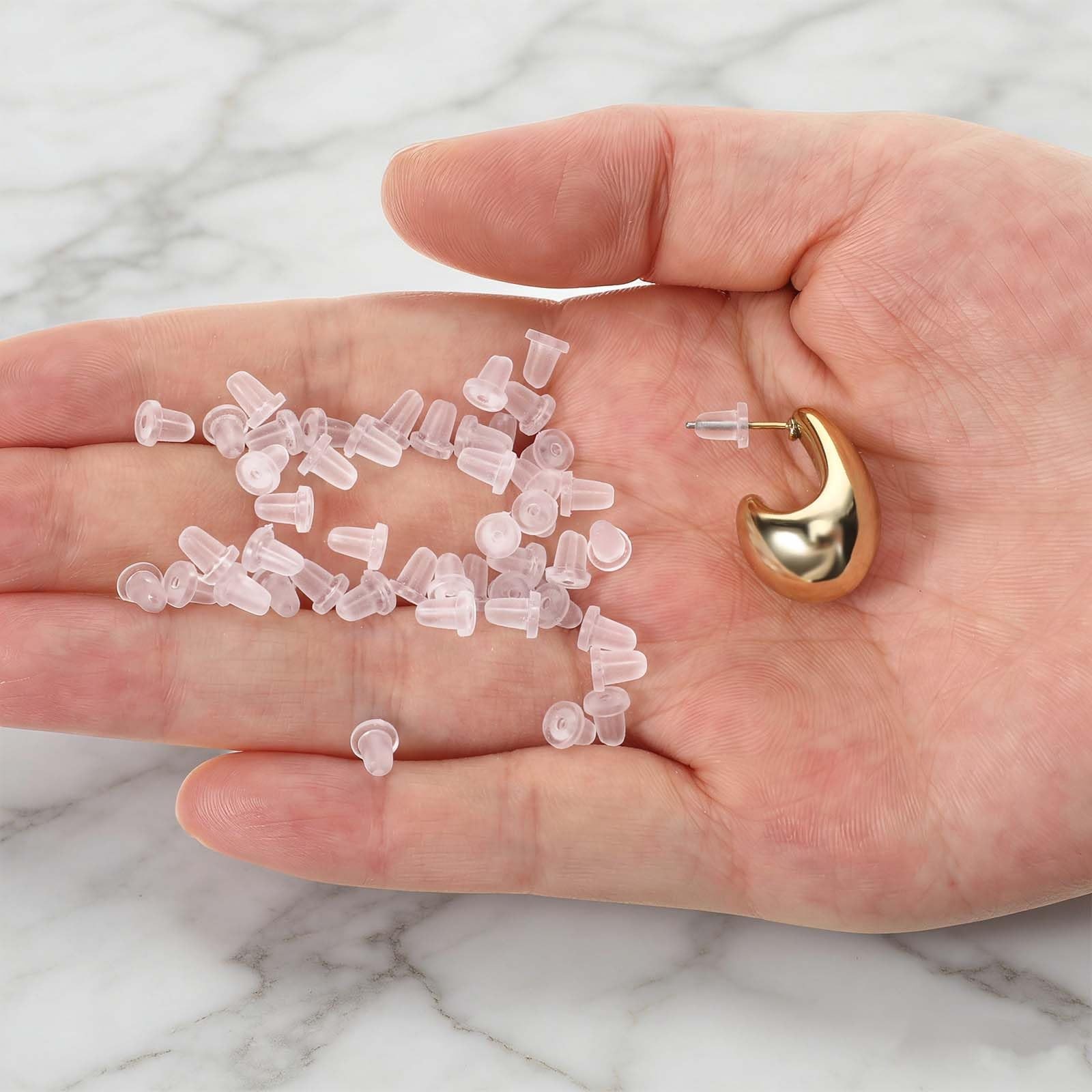 200 Pack Earring Backs Rubber, Earring Backs Replacements, Soft Clear Silicon...