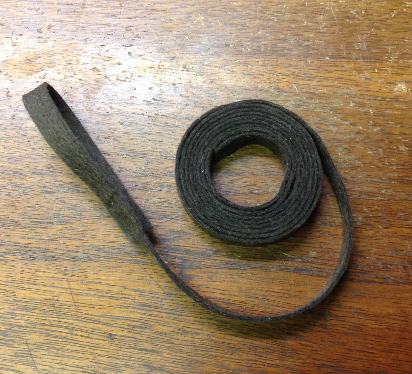 52" Strip of Pressed Piano Felt - 3/8" wide, .040" thick, Brown