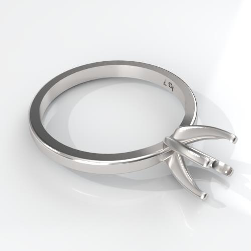 (4mm - 8mm) Classic Round Deep Vee Sterling Ring Setting (Ring Sizes 6,7, 8 )